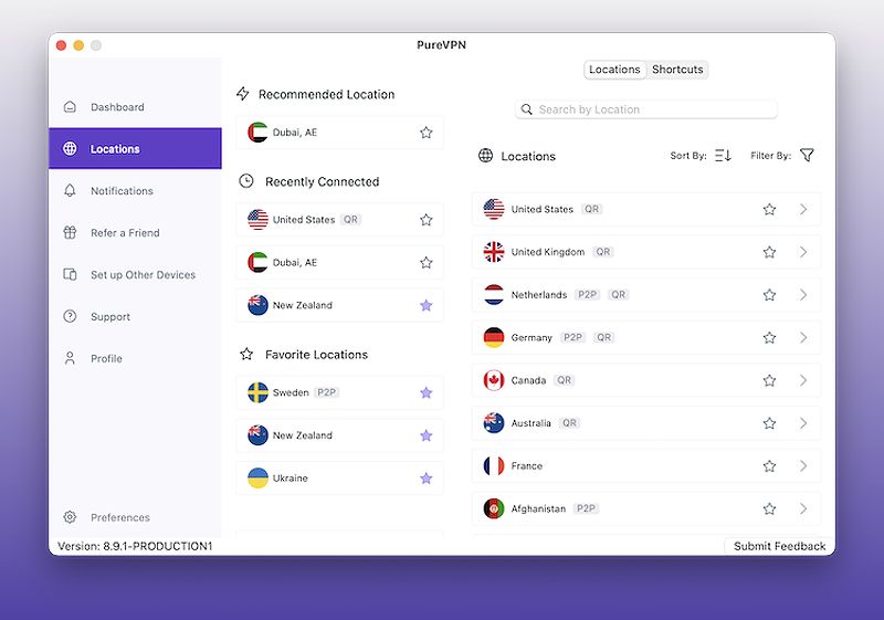 PureVPN's extensive server network