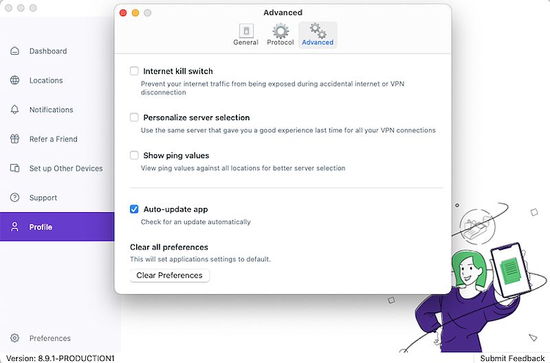 PureVPN's kill switch feature